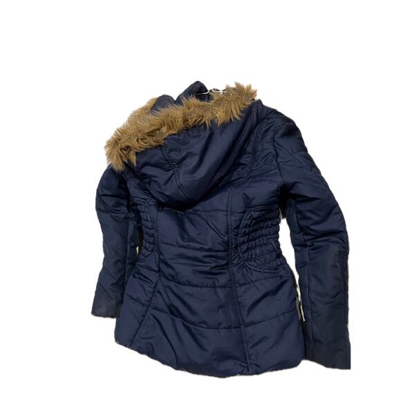 Rampage Thigh Length Hooded Faux Fur Puffer Jacket Womans L - Picture 2 of 3